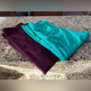 🧘‍♀️LULULEMON WUNDER TRAIN WITH POCKETS GREEN TEAL SIZE 8 CROPPED